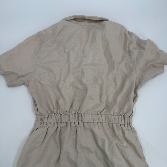 Eddie Bauer Womens Petite Button Up Utility Dress Linen Blend Tan Size Small - Picture 10 of 12
